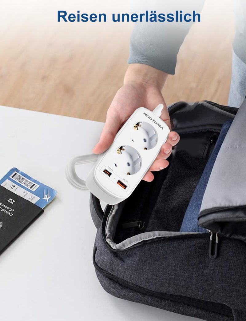 Adapter Italien Steckdose mit PD20W USB Schnellladegerät, Italien Stecker Adapter, 2-Fach Steckdosen
