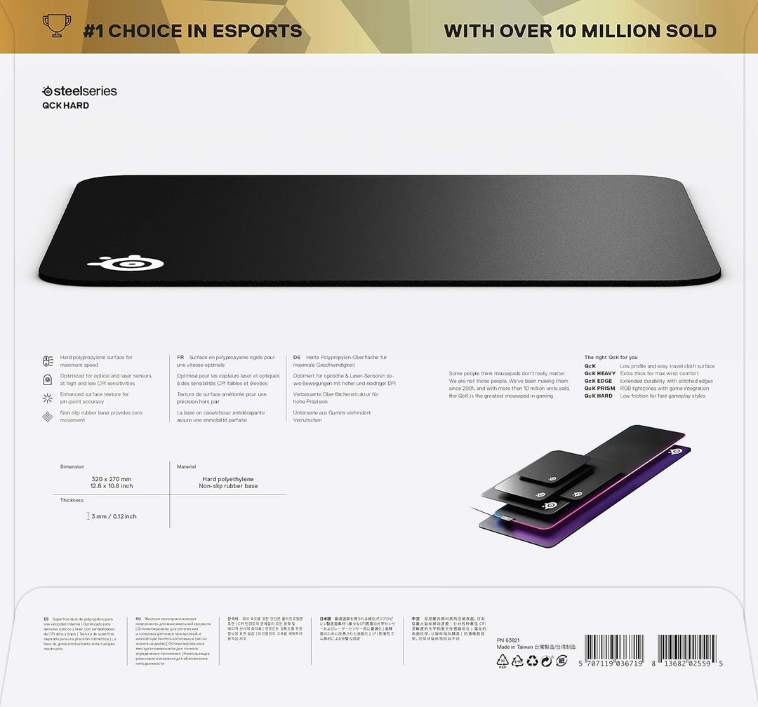SteelSeries QcK Gaming-Oberfläche – mittelhart – minimale Reibung – punktgenaue Genauigkeit – Schwar