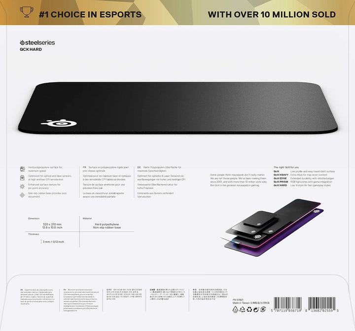 SteelSeries QcK Gaming-Oberfläche – mittelhart – minimale Reibung – punktgenaue Genauigkeit – Schwar