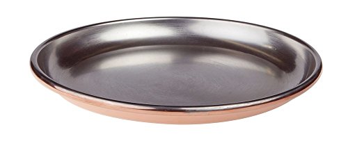 Pentole Agnelli Linie glatt verzinnt von Hand COCU15824 Tablett Austern, 24 cm, Metall, Kupfer/Silbe