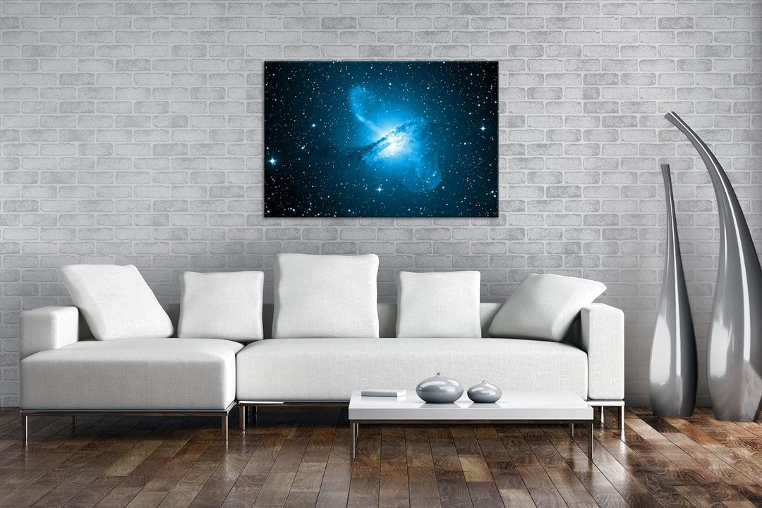deyoli Dark gigantische Galaxie Format 80x60 Effekt: Monocrome Blau als Leinwandbild, Motiv fertig g