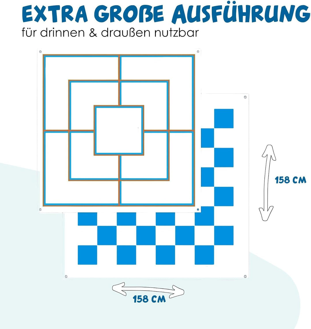 alldoro 60063 XXL Mühle und Dame Spiel mit Tragetasche, 2 in 1 Outdoor Brettspiel mit 24 Spielsteine