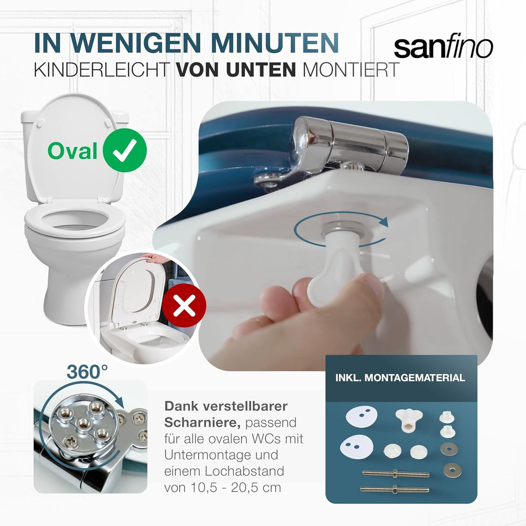 SANFINO® Premium WC Sitz mit Absenkautomatik – hochwertige Toilettendeckel aus Holz, viele bunte Mot