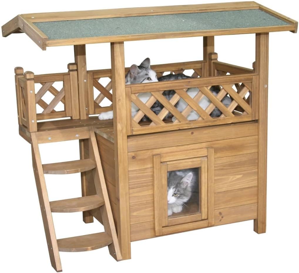 Kerbl Katzenhaus Lodge, 77 x 50 x 73 cm, 82790, Holz/Braun, Holz/Braun