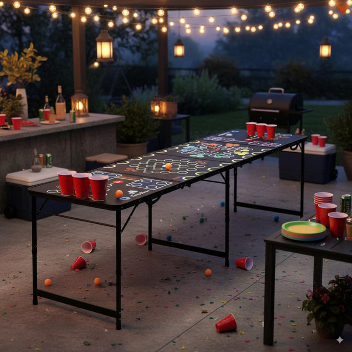 CampFeuer Bierpong Tisch | Klappbarer 6 in 1 Multigame Tisch | Beer Pong Tisch für Rage Cage, Trinks
