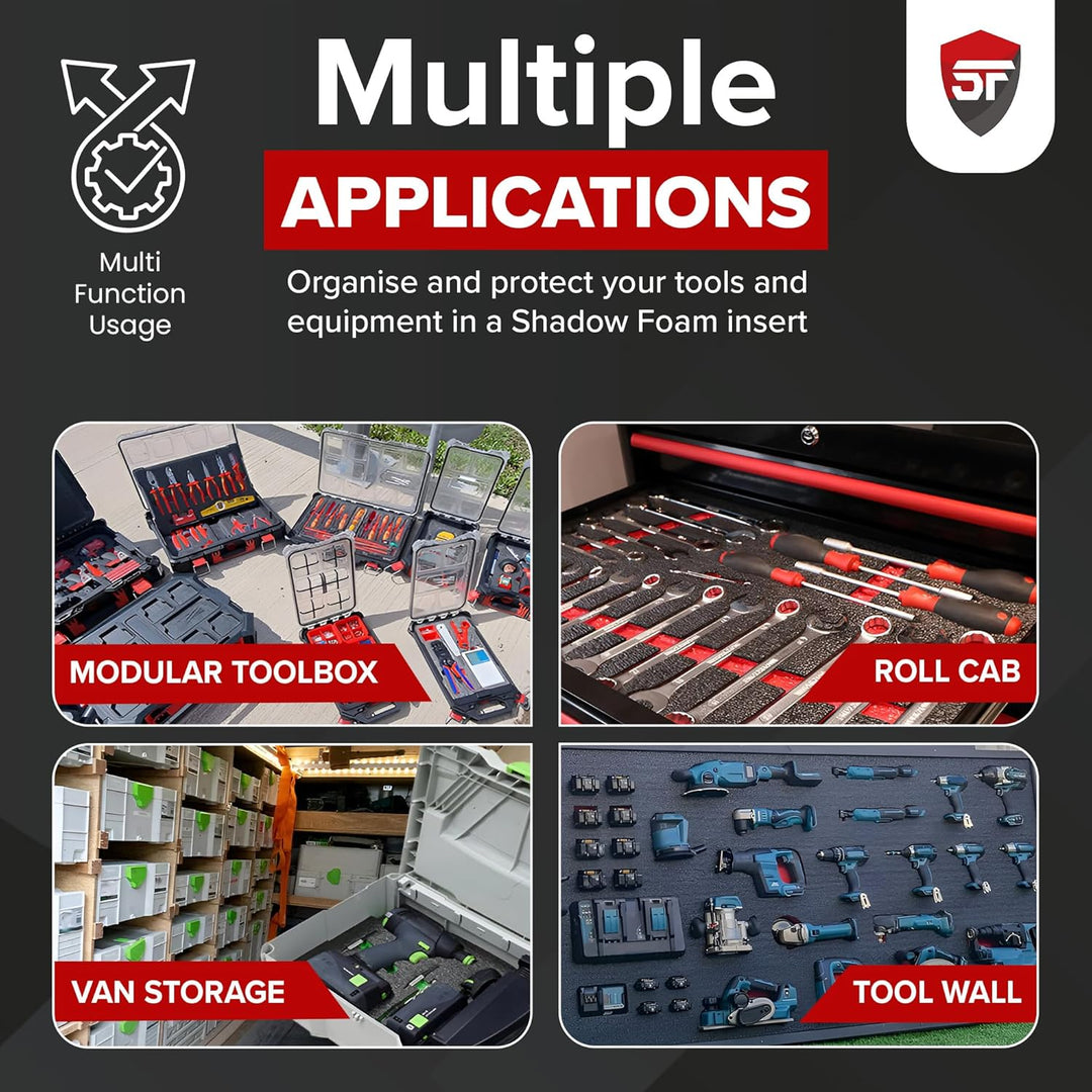 Shadow Foam TSTAK/ProStack Werkzeugkoffer-Einsatz [Doppelpack] anpassbarer Schaumstoff für DeWalt/St