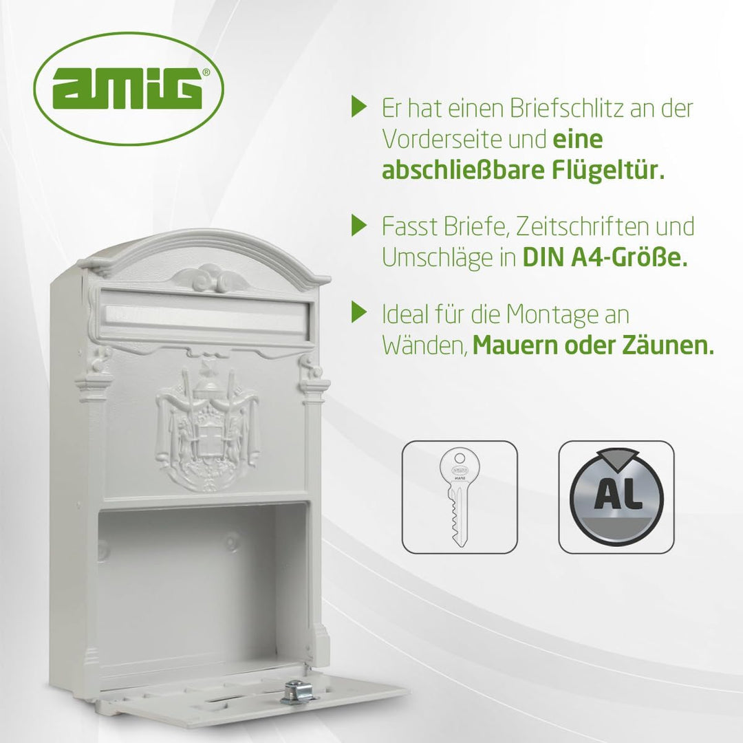 Amig - Aussenbriefkasten, Briefkasten für den Aussenbereich im klassischen Stil | Postfach für Wände
