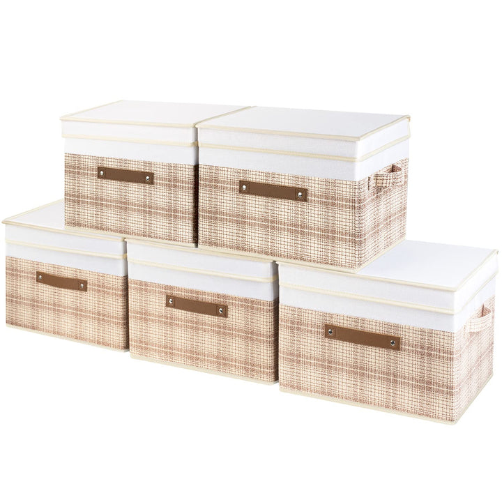 TYEERS Faltbare Aufbewahrungsbox mit Deckel, Stoff, Patchwork-Design, Kisten Aufbewahrung mit Deckel