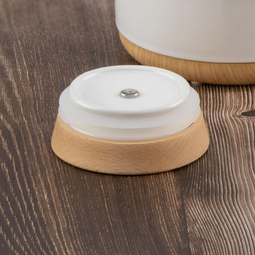 Elektrischer Wasserkocher aus Keramik mit Holz-Deckel, 1 Liter Volumen, weiss - Modernes Design. 120