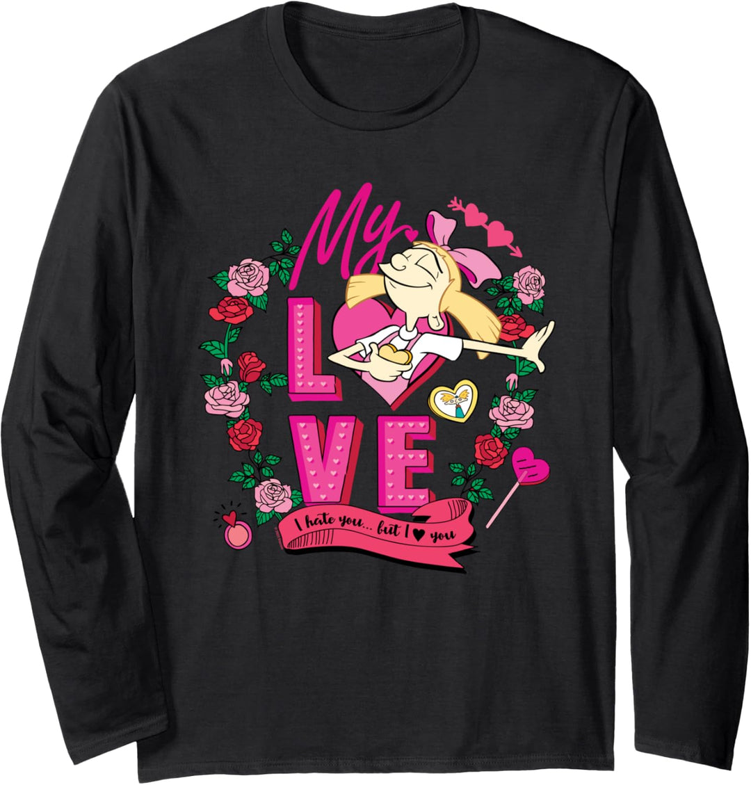 Hey Arnold! Valentine's Day Helga, I Hate You But I Love You Langarmshirt