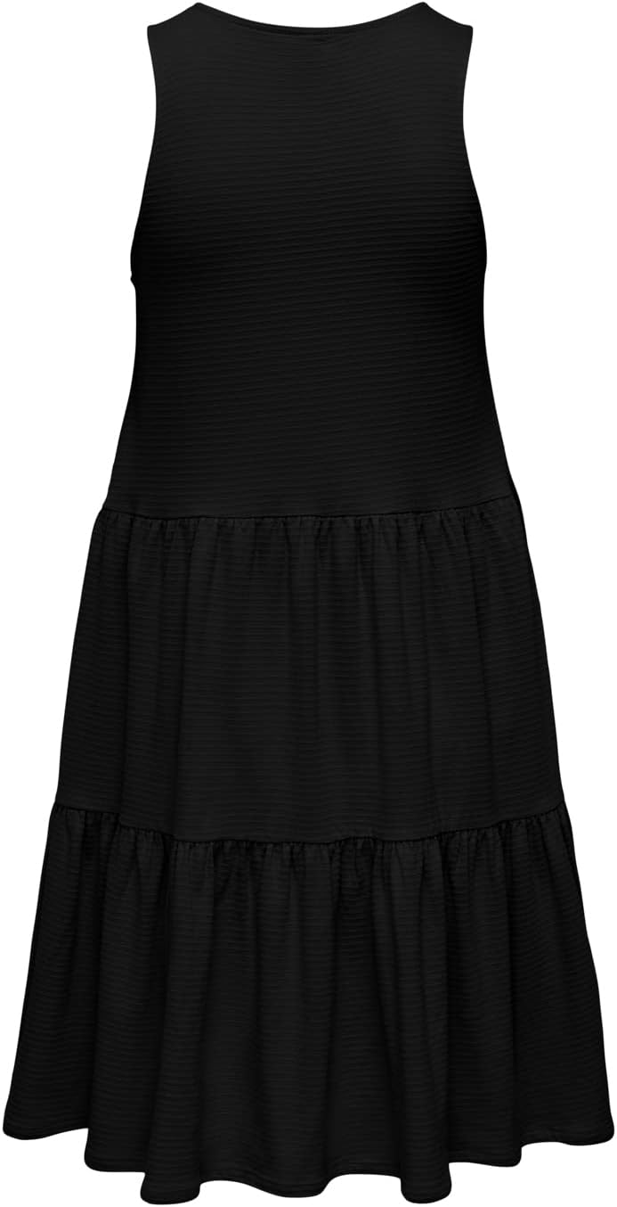 ONLY Female Kleid Normal geschnitten Rundhals Langes Kleid XXL Schwarz, XXL Schwarz