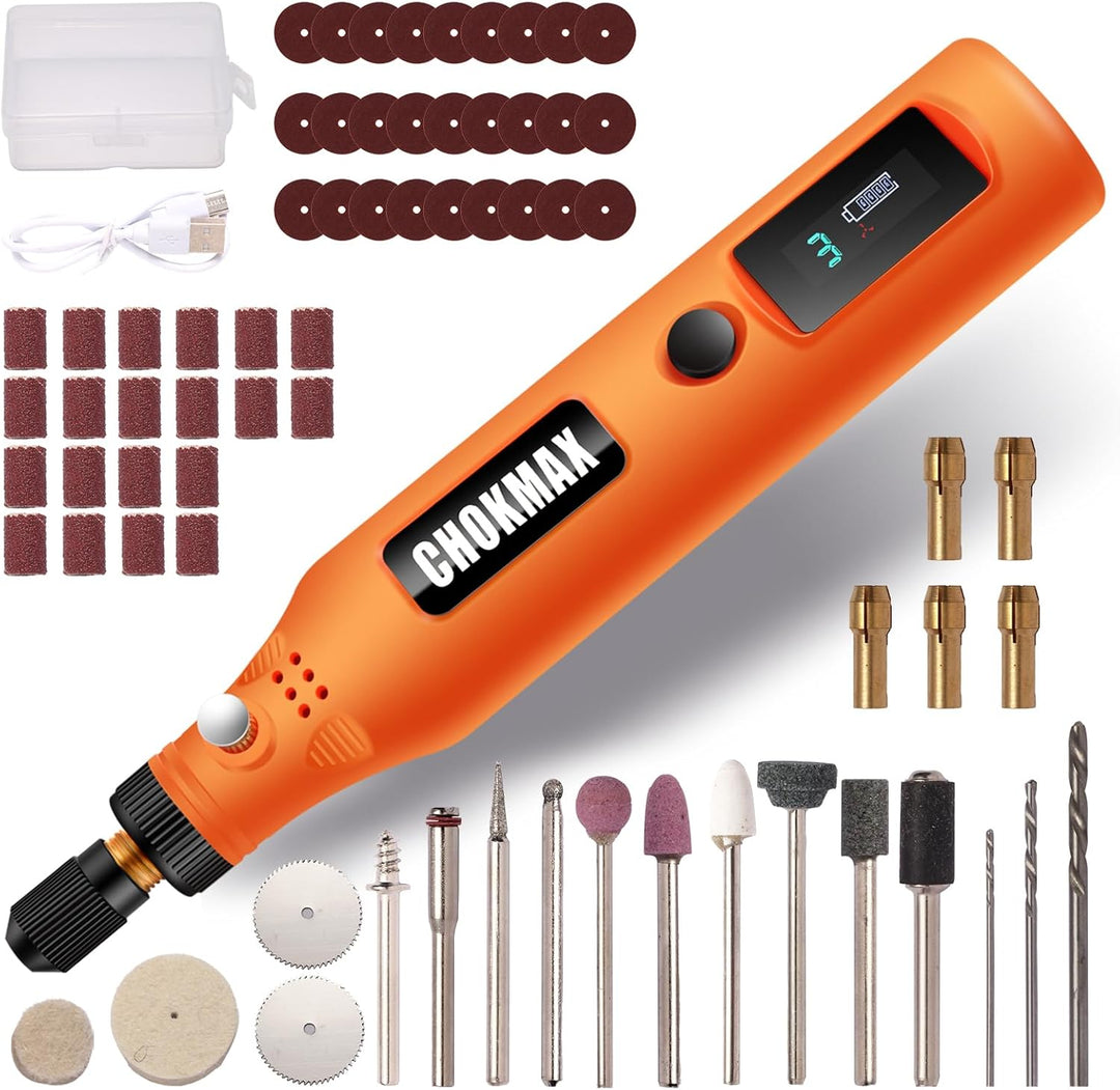 CHOKMAX Mini Multifunktionswerkzeug, 3-Gang Schleifer Kit mit 72 Zubehörteilen, Typ-C Ladung Kunstha