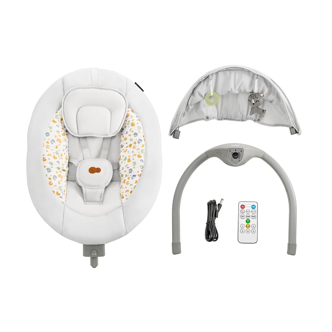 Kinderkraft LUMI 2 Babywippe, Elektrische Babyschaukel, Von der Geburt bis 9 Monate, Höhenverstellba