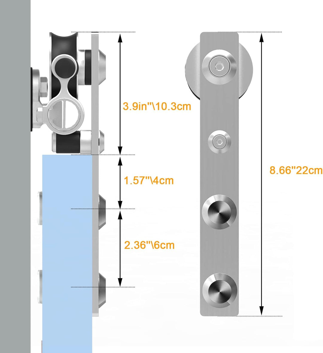 WOLFBIRD Schiebetürbeschläge Edelstahl 200cm Schiebeschiene Komplettes Rollschienenset Heavy Duty St