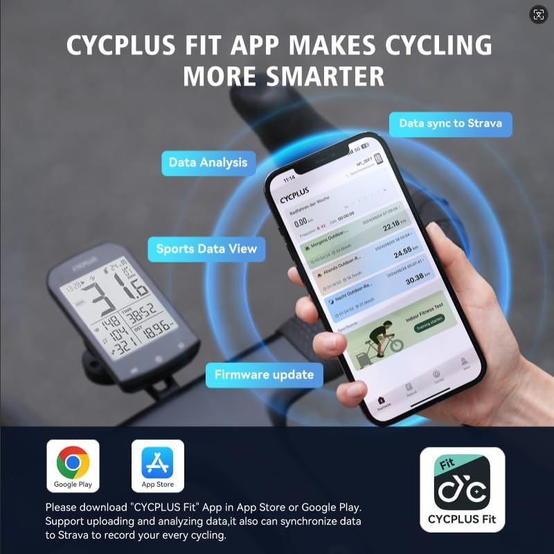 CYCPLUS GPS Fahrradcomputer Kabellos, wasserdichte Fahrrad Tachometer und Kilometerzähler, ANT+ Drah