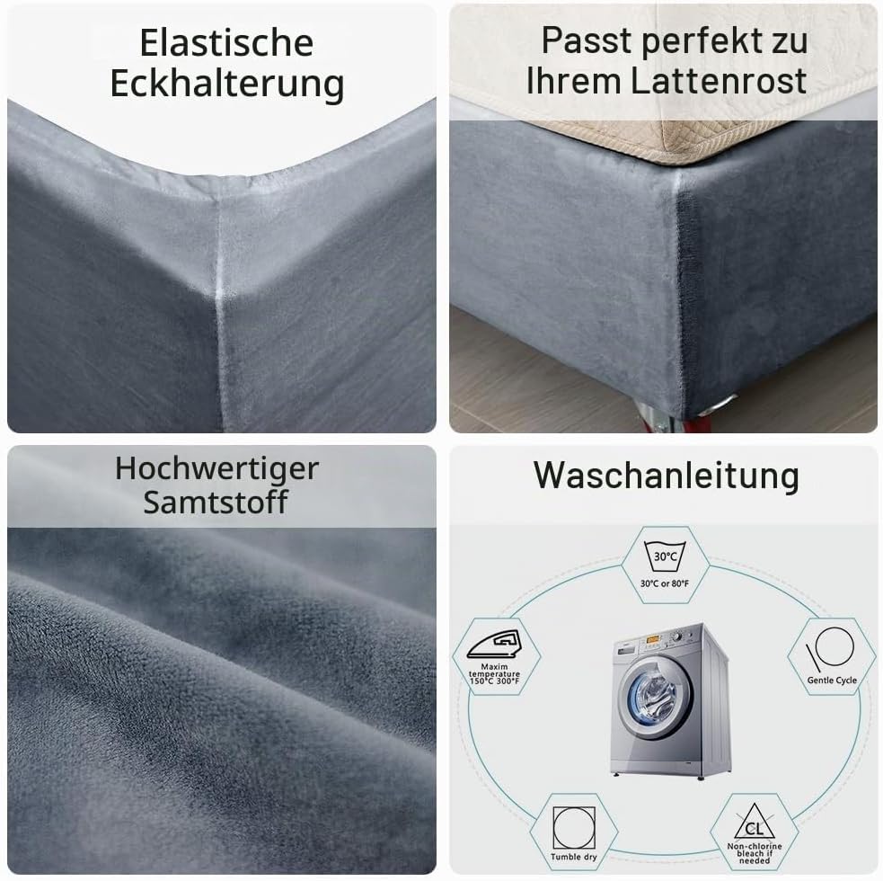 DUJUIKE Diwan Bettgestell Bettrock, Bettrahmenbezug aus Samt, vollständig elastisch um die Basis Ihr