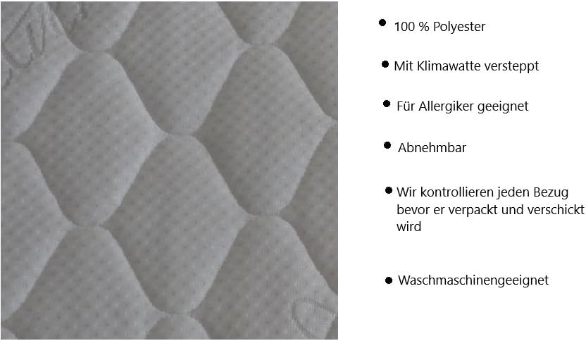 Matratzenbezug 90 x 200 cm. Matratzenschoner versteppt mit Reissverschluss für eine Matratze (90 x 2