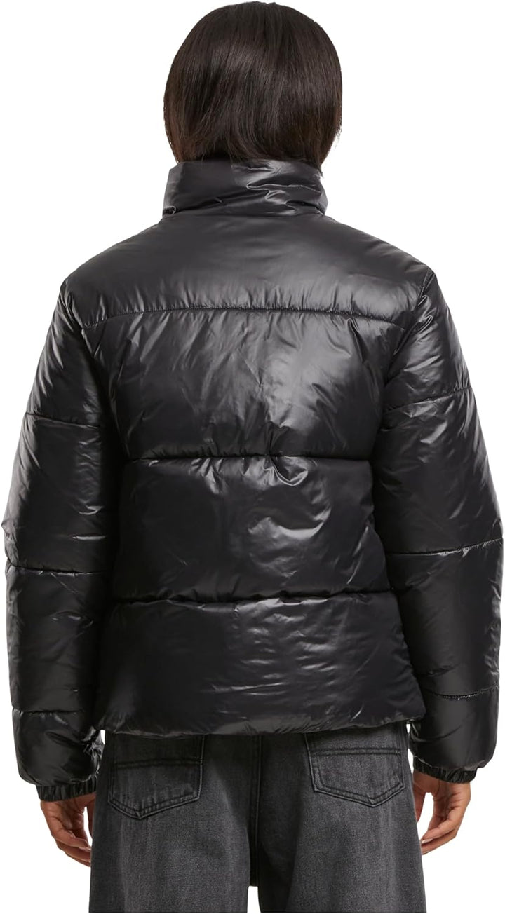 Urban Classics Ladies Recycled Short Shiny Puffer Jacket XS Schwarz, XS Schwarz