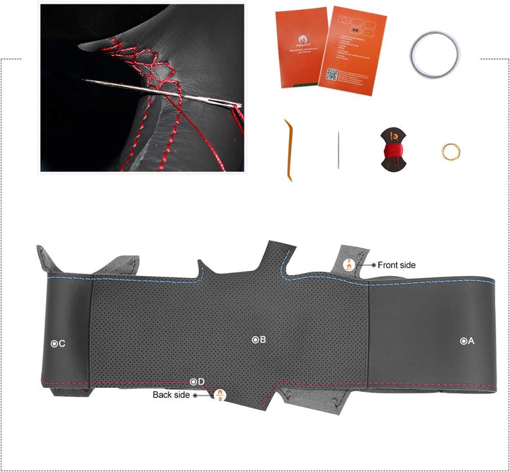 MEWANT Lenkradbezug für Sport M3 E90 E91 E92 E93 E87 E81 E82 E88 X1 E84 Schwarz Kunstleder Auto Lenk