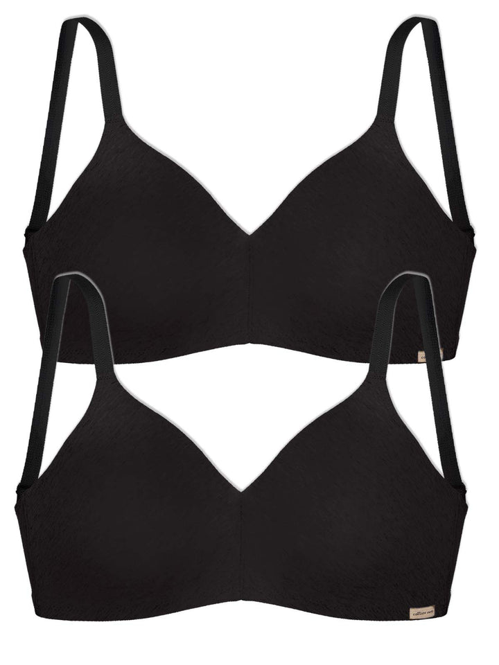 Comazo Earth 2er Sparpack Damen BH gemoldet, Gr. 70-90 A-C 85B Schwarz, 85B Schwarz