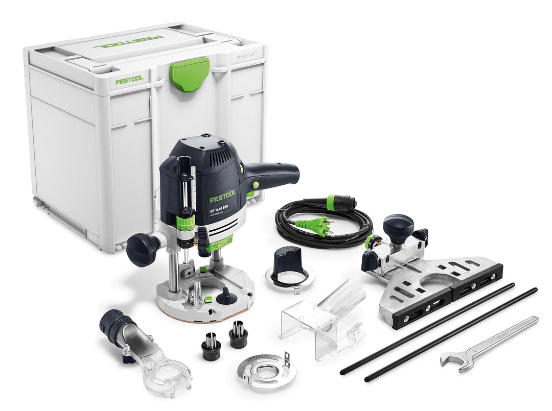 Festool Oberfräse OF 1400 EBQ-Plus (mit Spanfänger, Spannzangen, Seitenanschlag mit Feineinstellung,
