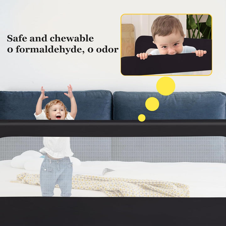 Bettgitter für Kinder, tragbar, Bed Rail, Kleinkinderbett, Zubehör für Jungen und Mädchen (Schwarz,