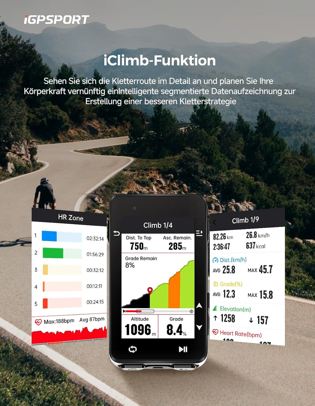 iGPSPORT iGS630S Fahrradcomputer GPS, 2.8'' Bildschirm mit Map Navigation Segment Climb Funktion Wir
