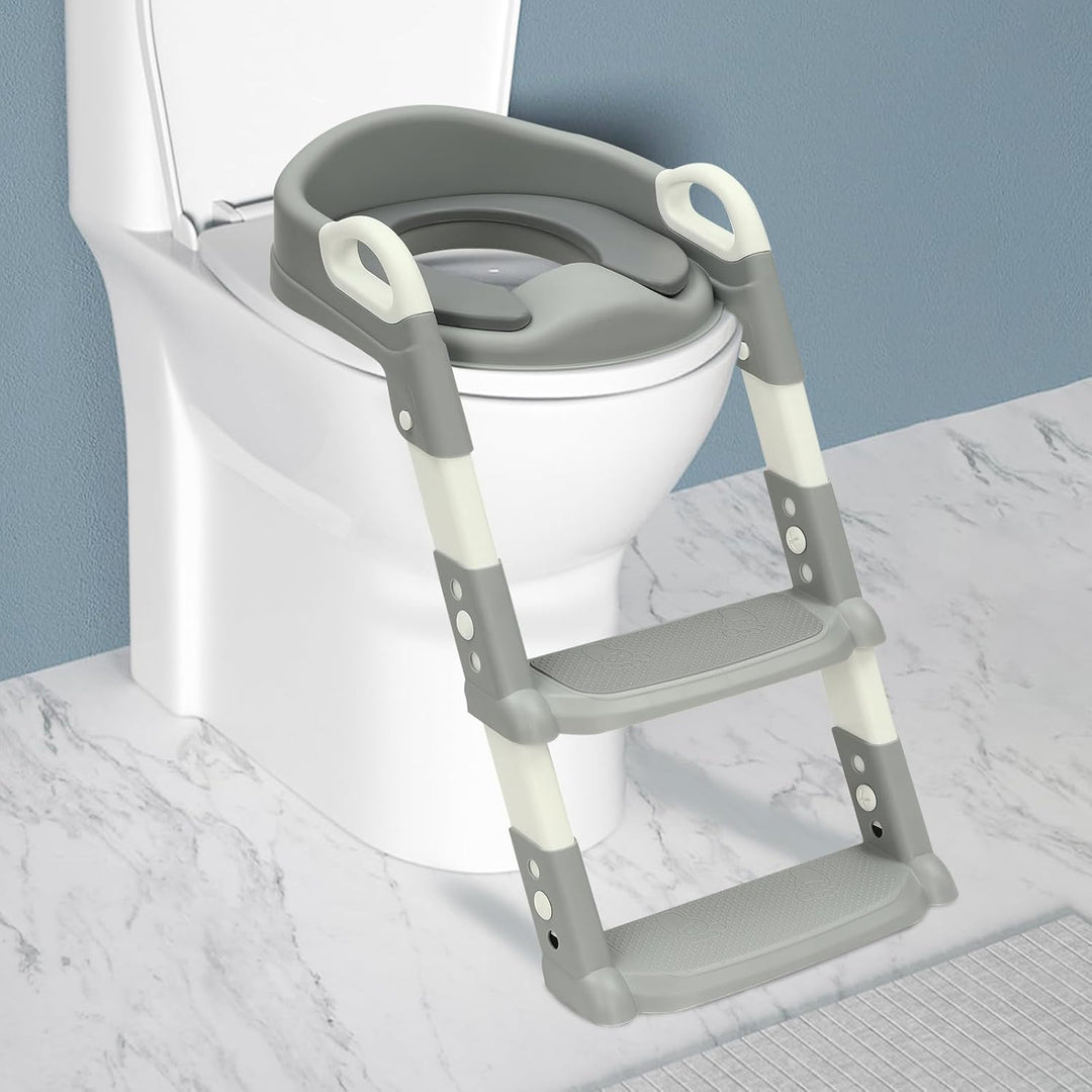 Toilettensitz Kinder mit Treppe, HöHenverstellbar Faltbar Töpfchen Toilettentrainer mit Treppe Toile