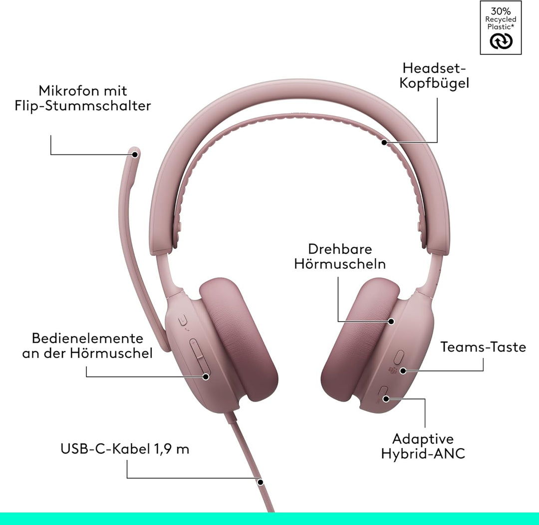 Logitech Zone Wireless 2 ES for Business – Kabelloses Headset mit Geräuschunterdrückung und Adaptive