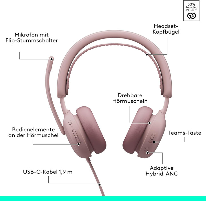 Logitech Zone Wireless 2 ES for Business – Kabelloses Headset mit Geräuschunterdrückung und Adaptive