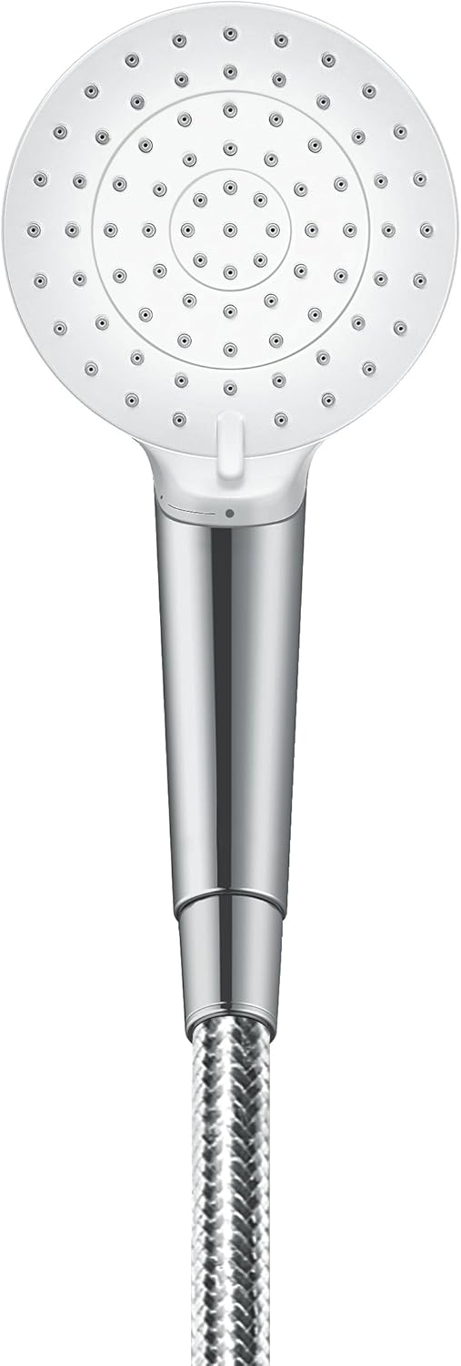 hansgrohe Crometta Duschset, 0,65 m, 2 Strahlarten, wassersparend, Weiss/Chrom Weiss/Chrom 0,65m Set