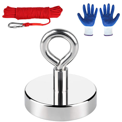 180KG Haftkraft Neodym Ösenmagnet, N52 Super Starker Bergemagnet zum Magnetfischen Ø60mm Suchmagnet
