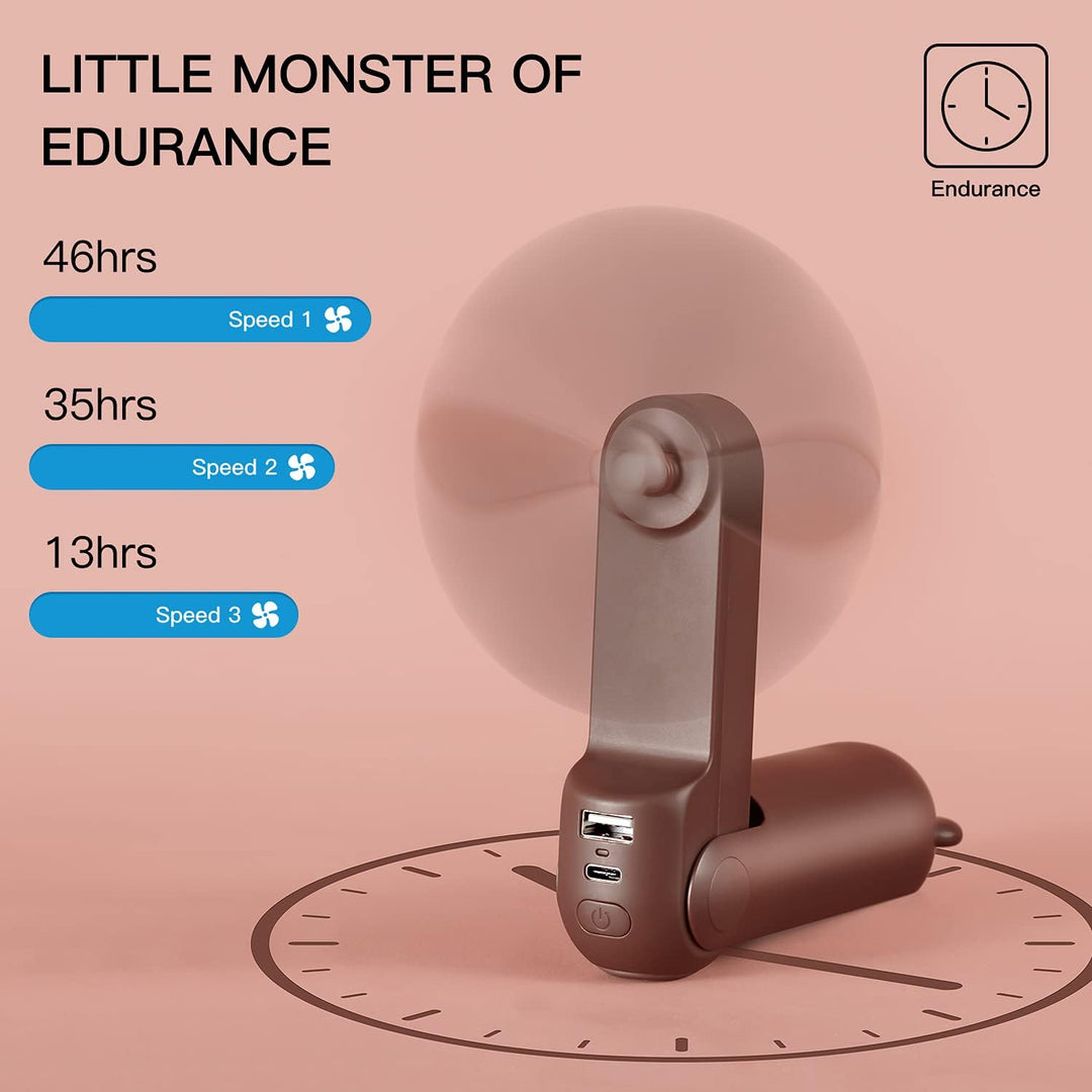 JISULIFE Handventilator Mini Ventilator 3 IN 1, mit 4500 mAh Powerbank USB Akku Klein Ventilator, Ba