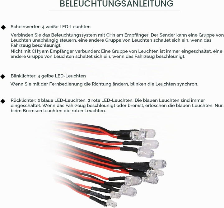 Rc Car Lights Kit 12 LED Lenkbremsbeleuchtungssystem Kit Smart Simulation Strobe Light für Rc Car 1/