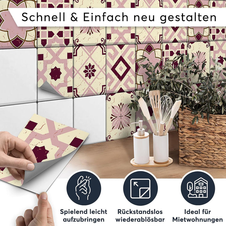 CREATISTO Mosaik-Fliesen Fliesensticker Fliesenfolie - Selbstklebende Fliesen Folie I Stickerfliesen