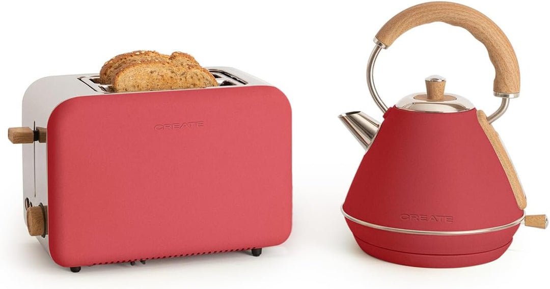 CREATE/PACK - KETTLE RETRO M 1L + TOAST RETRO M/Wasserkocher 1L und Toaster in Rot