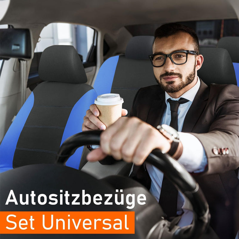 Upgrade4cars Autositzbezüge Set für die Vordersitze & Rückbank | Auto-Schonbezüge Universal in Blau