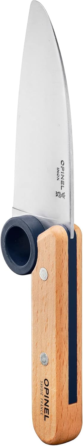 Opinel Le Petit Chef Küchenmesser-Set für Kinder, 3-teilig, in Blau, Kochmesser, Fingerschutz, Spars