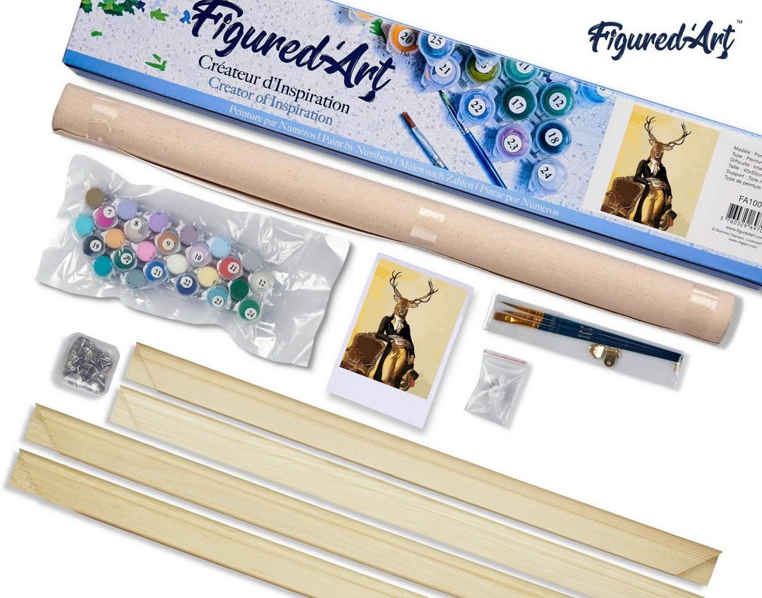 Figured'Art Malen Nach Zahlen Erwachsene Mit Rahmen Der Hirsch Dandy - Paint by Numbers Basteln DIY