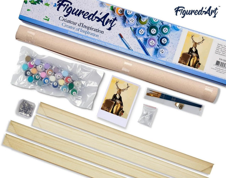 Figured'Art Malen Nach Zahlen Erwachsene Mit Rahmen Der Hirsch Dandy - Paint by Numbers Basteln DIY