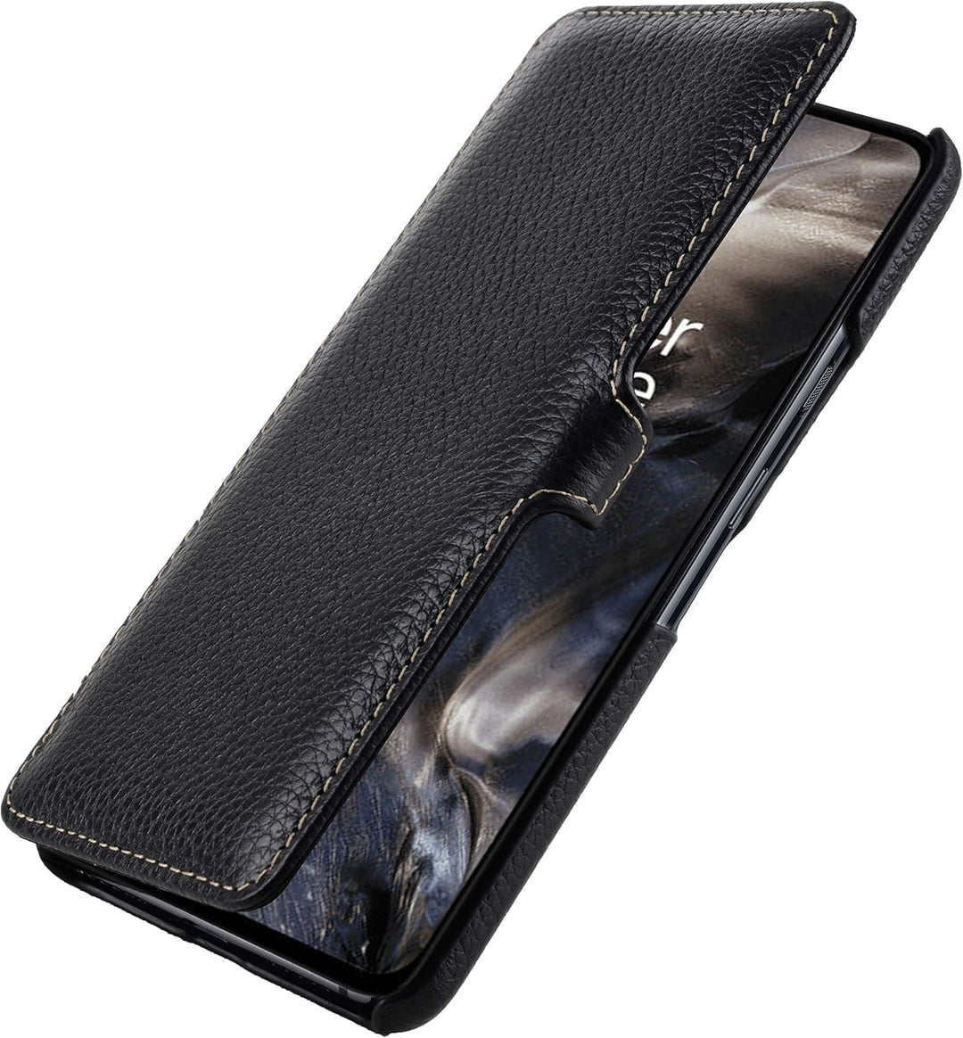 STILGUT Book Case entwickelt für OnePlus Nord Hülle aus Leder mit Clip-Verschluss, Lederhülle, Klapp