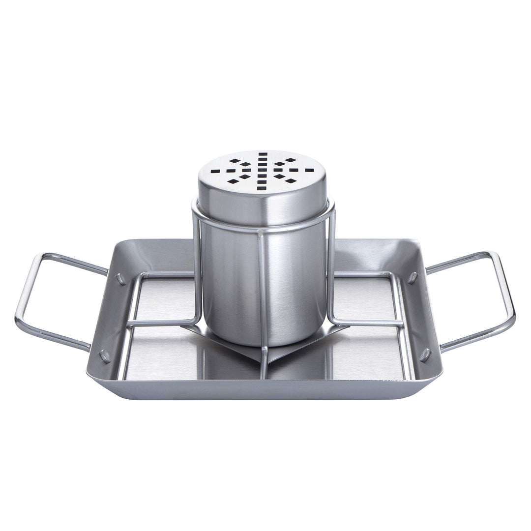 Allgrill Hähnchenhalter aus Edelstahl mit Platte, Abmessung ca. 28 x 19 x 11 cm (BBQ-Hähnchen/Beer C