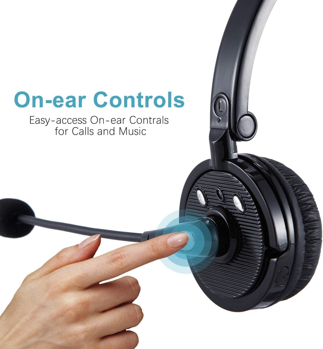 XBC Tech Bluetooth-Headsets mit Mikrofon, kabellose Bluetooth-Kopfhörer, Freisprecheinrichtung, On-E