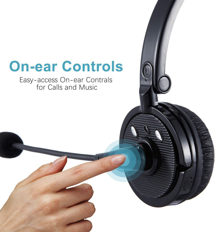 XBC Tech Bluetooth-Headsets mit Mikrofon, kabellose Bluetooth-Kopfhörer, Freisprecheinrichtung, On-E