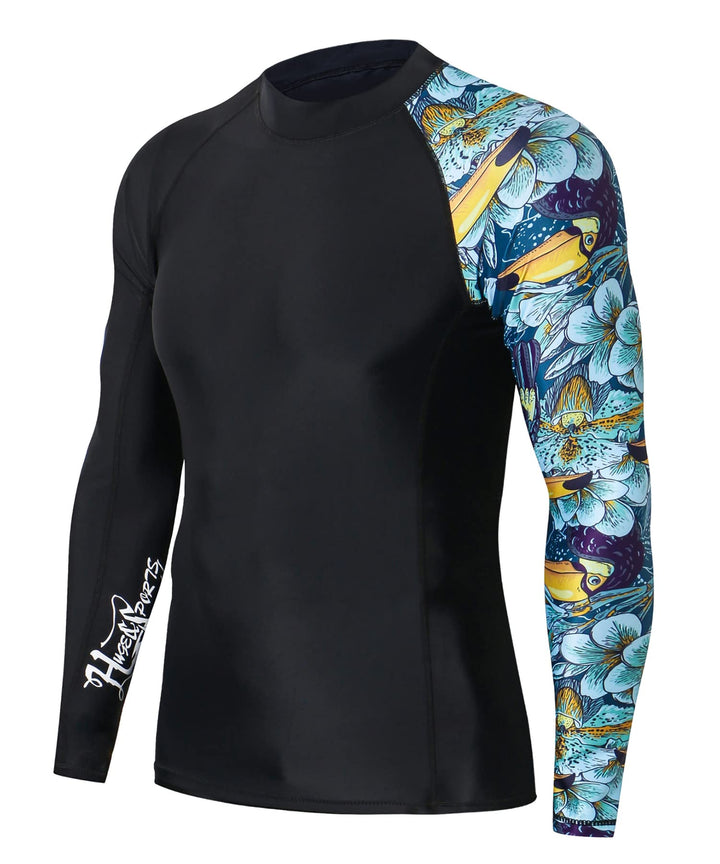 HUGE SPORTS Herren Spleiss Rashguard Langarm Rash Guard Shirt Langarmshirt alle Outdoor Aktivitäten