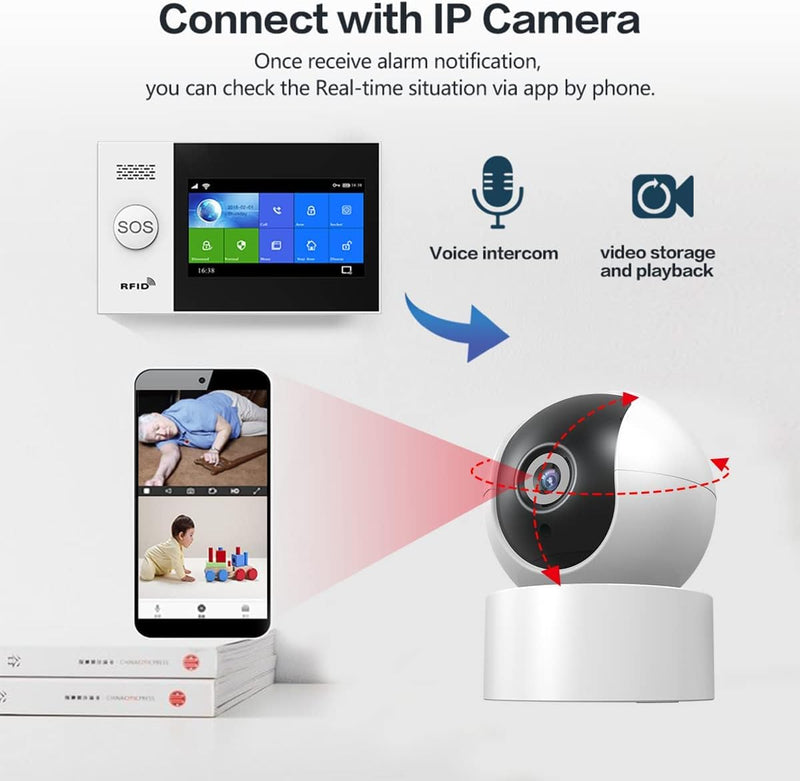 PGST Alarm für zu Hause, Kabelloses Alarmsystem 4G & Überwachungskamera 1080p, Diebstahlsicherung zu