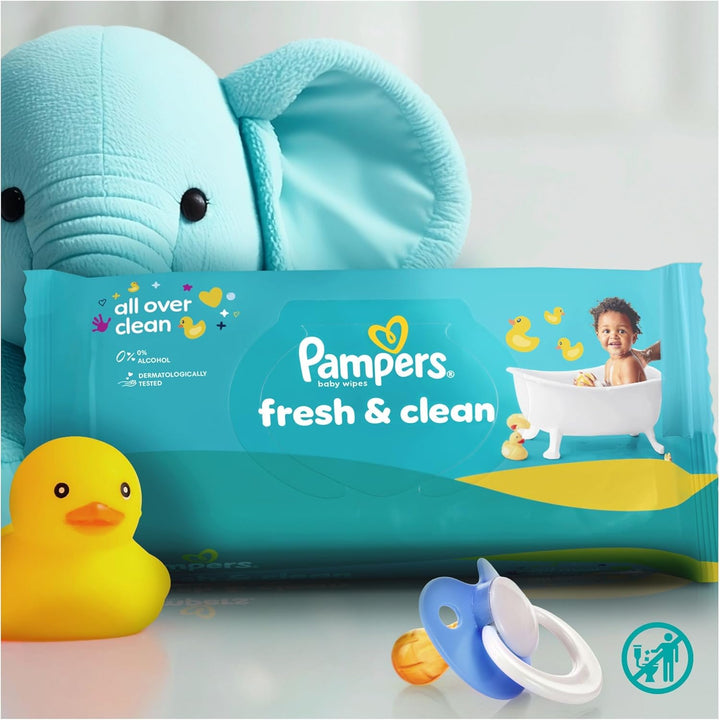 Pampers Fresh Clean Feuchttücher, 12 Packungen mit 80 Stück (960 Stück), zart duftende Reinigung auc