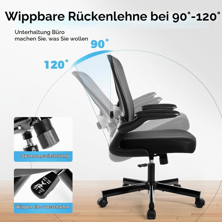 ALPHA HOME Bürostuhl Ergonomischer Schreibtischstuhl mit Lendenwirbelstütze, Höhenverstellbar, Büros