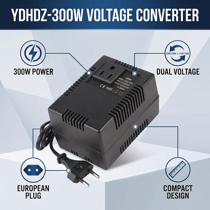 Fafeicy 300W Spannungswandler, Netzsteckeradapter, Wechselstrom 220 V bis 110 V, 50 Hz / 60 Hz, für