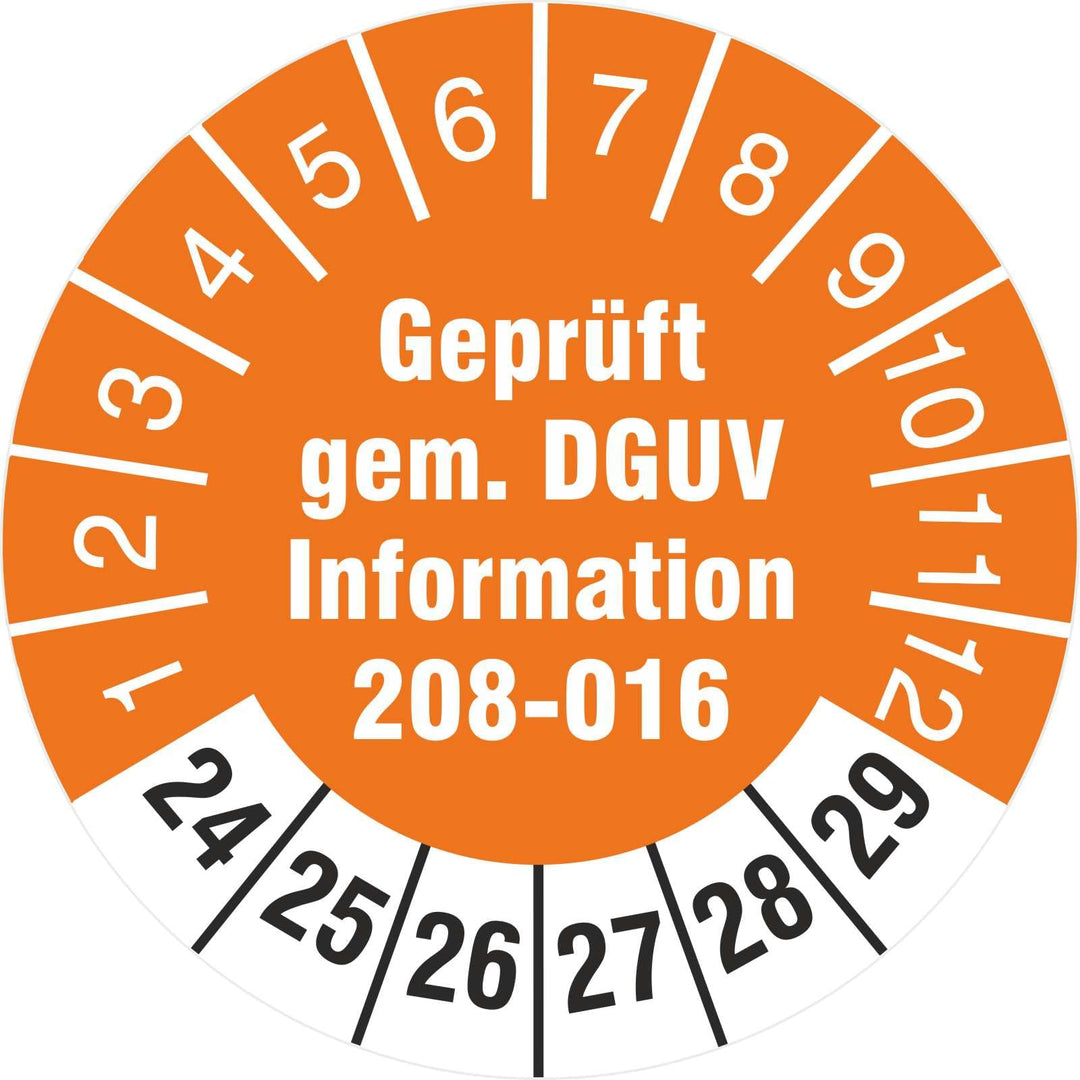 2500 Prüfetiketten geprüft DGUV Information 208-016 30 mm Leitern und Tritte 2024 bis 2029